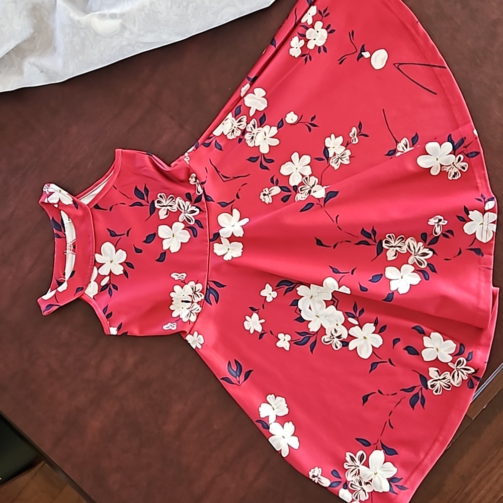 Pixie Girl Red Flowered Halter Dress Sz5